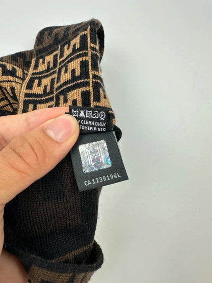 Fendi FF Zucca Monogram Beige Brown Wool Beanie