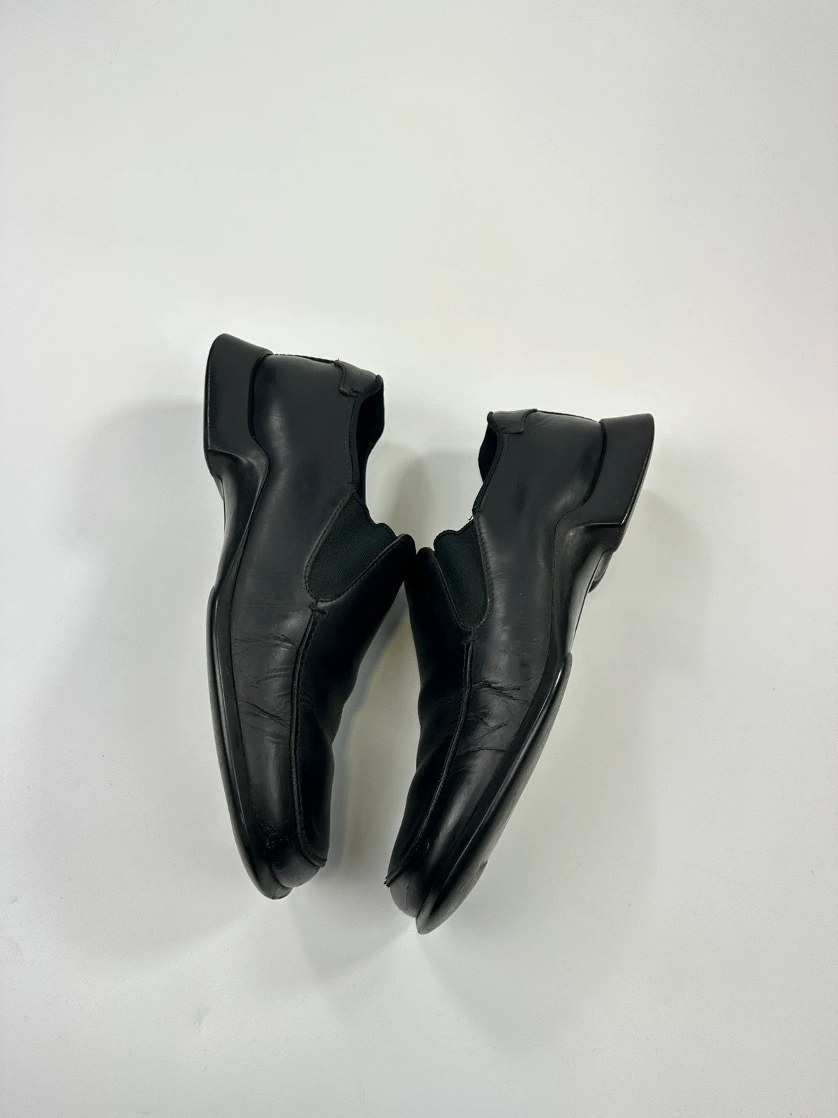 Prada Milano FW1999 Black Leather Square Toe Loafer  Dress Shoes