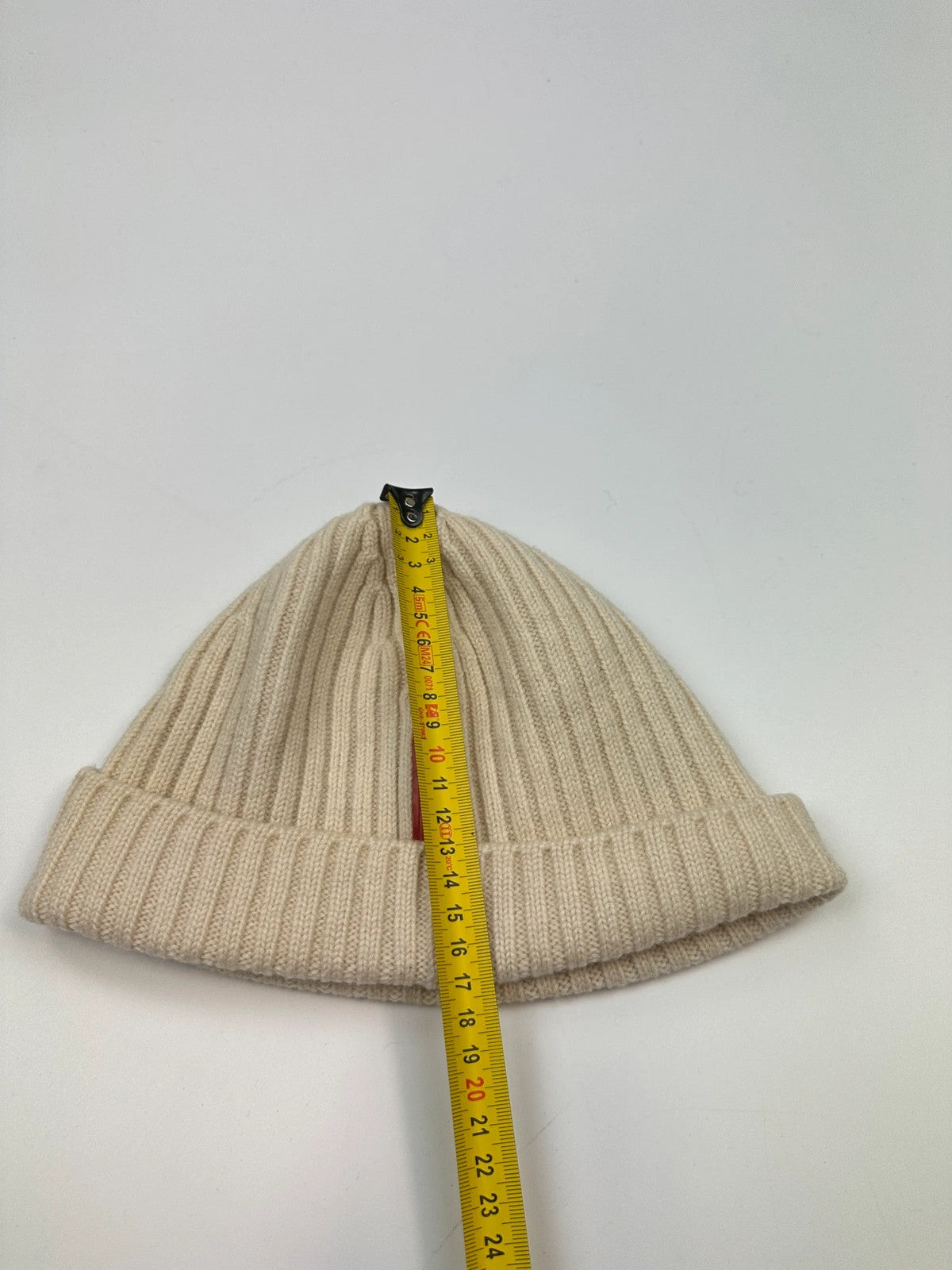 Prada Sport FW2006 Cream White Ribbed Wool Beanie RedTab