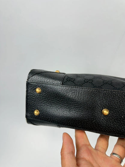 Gucci By Tom Ford Black GG Monogram Leather Handbag