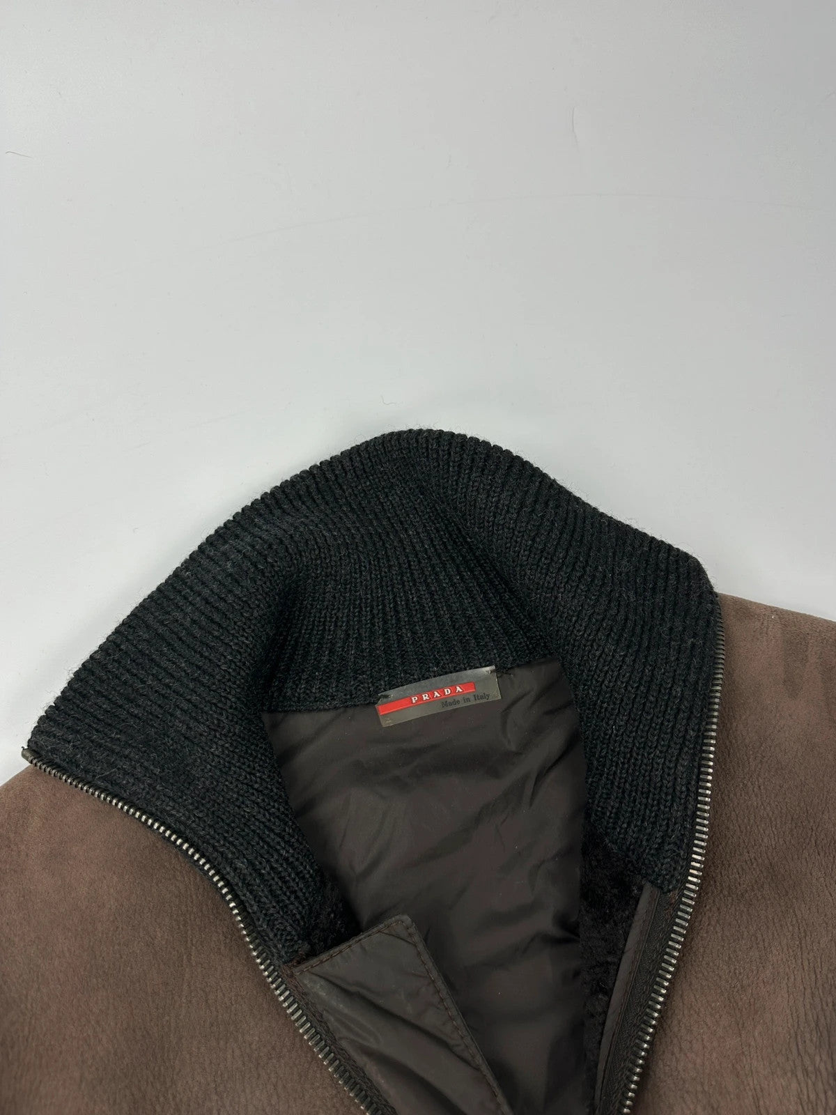 Prada Sport FW2004 Heavy Leather & Wool Bomber Bombardier Jacket