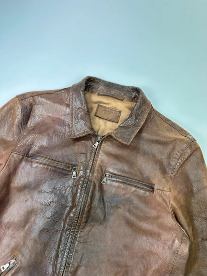Prada Milano FW07 Brown Eroded Leather Jacket