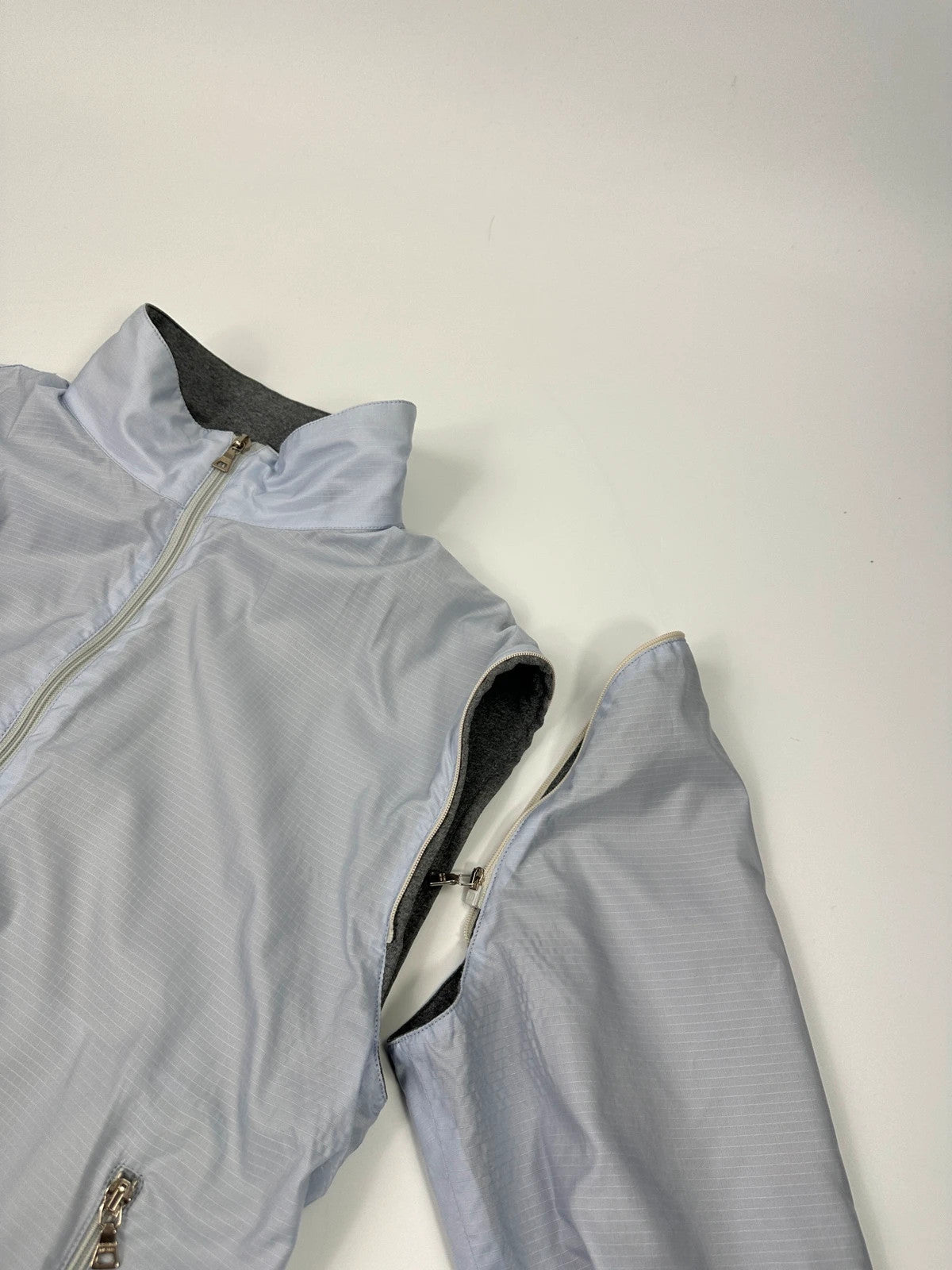 Prada Sport FW2000 Sky Blue & Grey Reversible Removable Sleeves Jacket