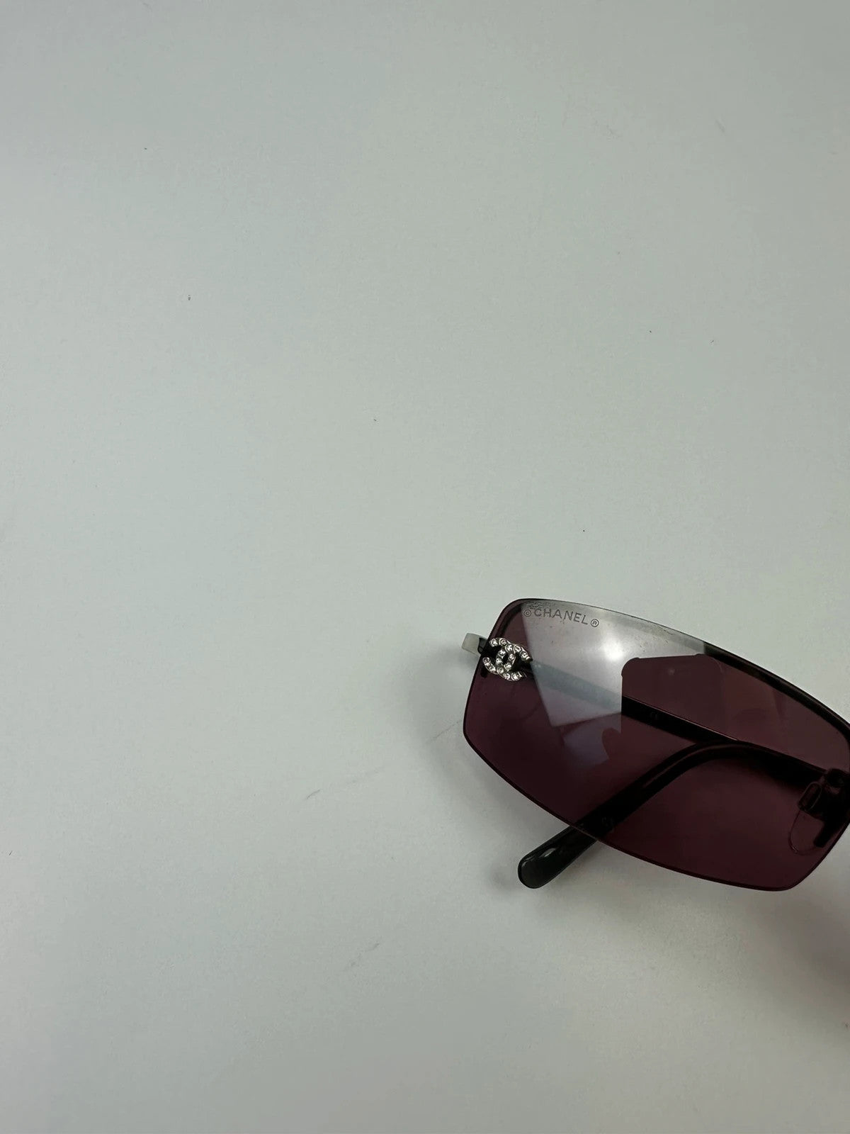 Chanel Purple Sunglasses Frame Rimless Strass