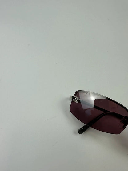 Chanel Purple Sunglasses Frame Rimless Strass