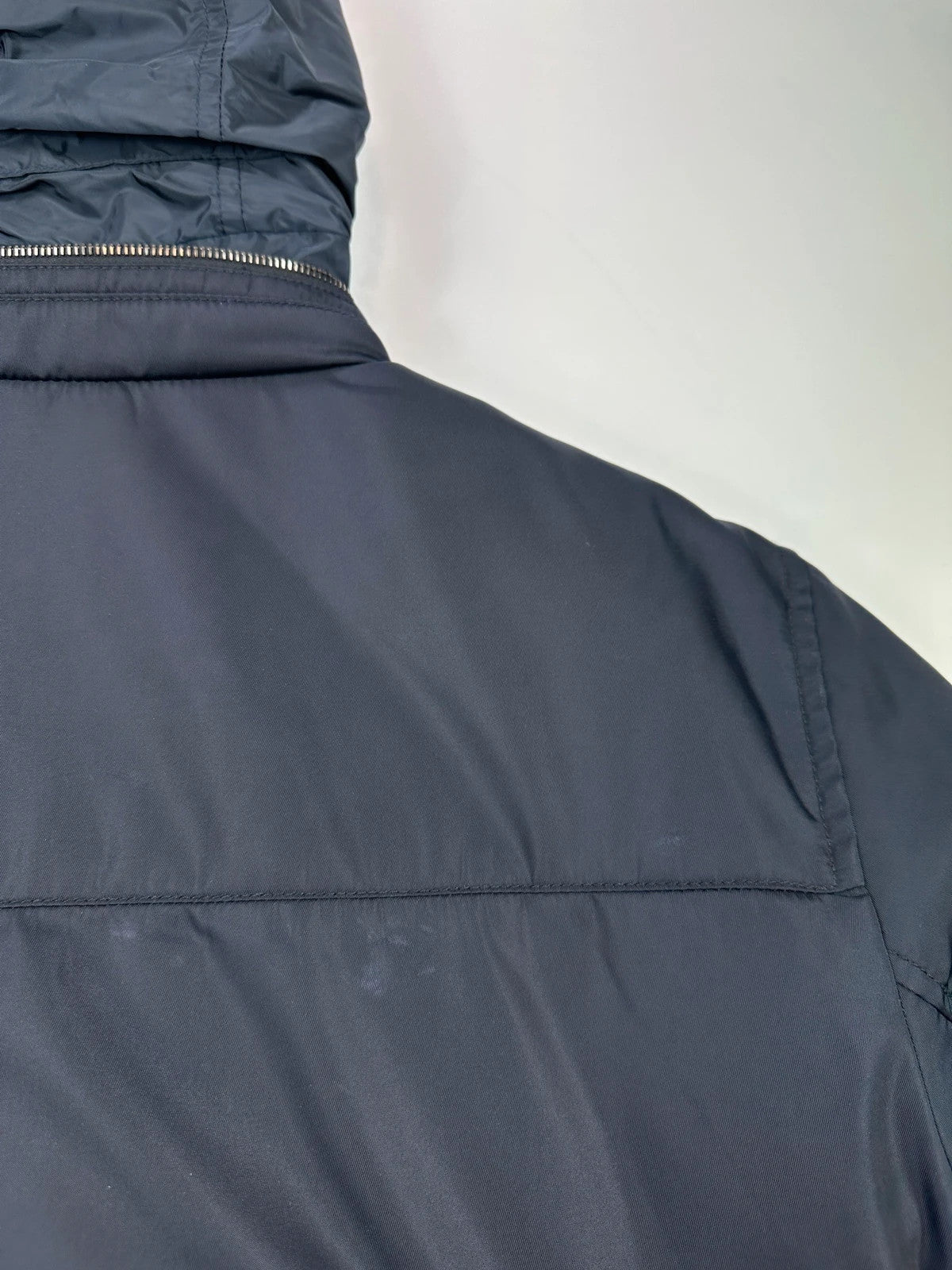 Prada Milano FW2019 Navy Blue Nylon Padded Hooded Jacket