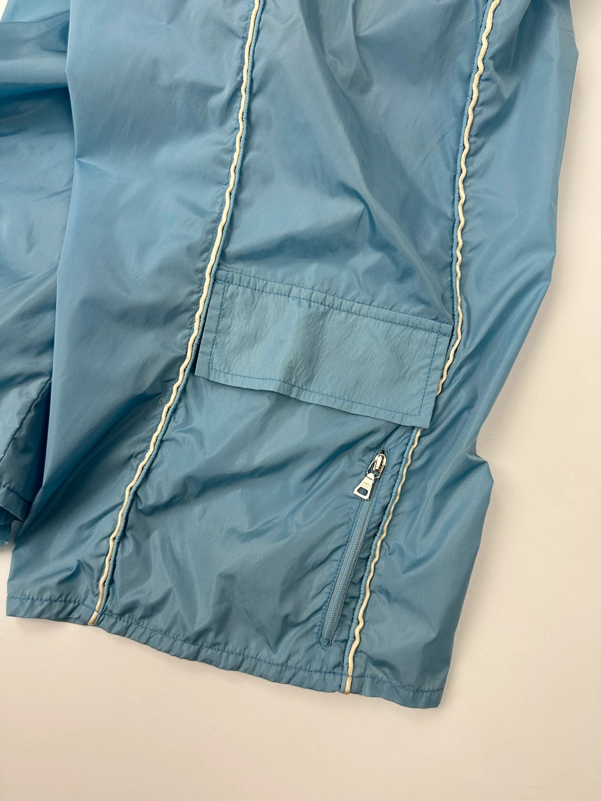 Prada Sport SS2003 Baby Blue White Contrast Stitching Cargo Nylon Short