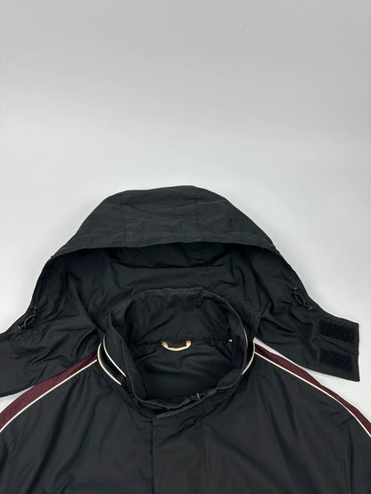 Prada Sport FW2018 Black & Burgundy Nylon Hooded Jacket