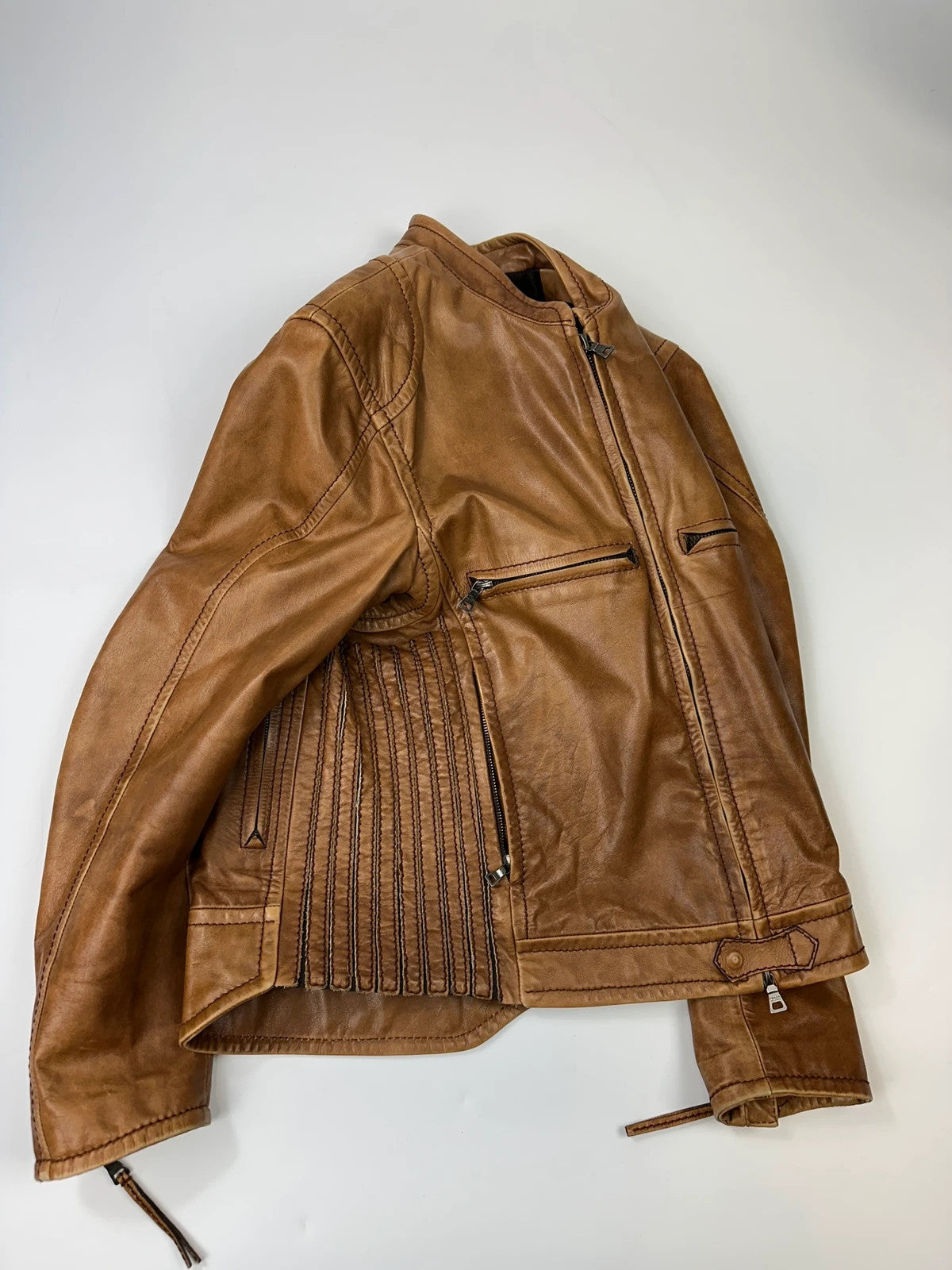 Prada Sport 00’s Sample Brown Leather Jacket CowBoy
