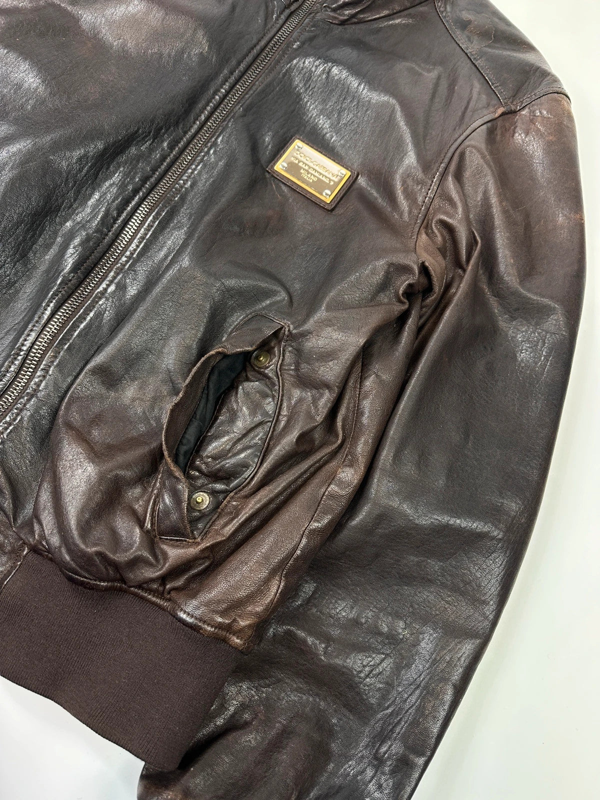 Dolce & Gabbana 00’s Patinated Brown Leather Jacket