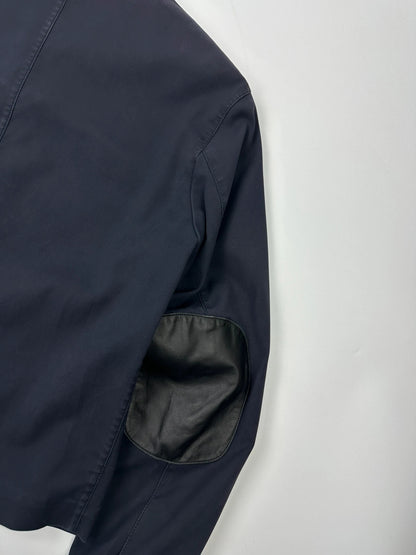 Prada Milano FW2004 Navy Blue Leather Elbow Pad Cotton Jacket