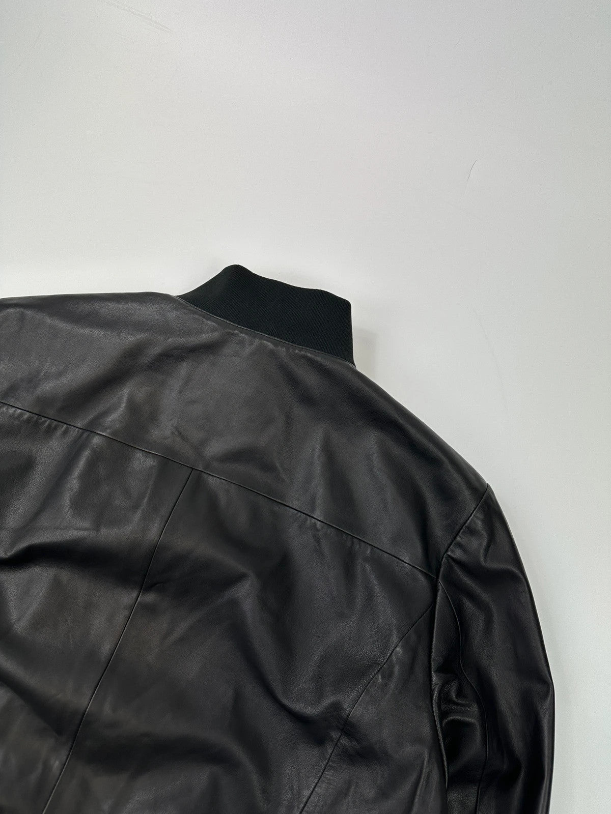 Emporio Armani FW2019 Black Lamb Leather Bomber Jacket