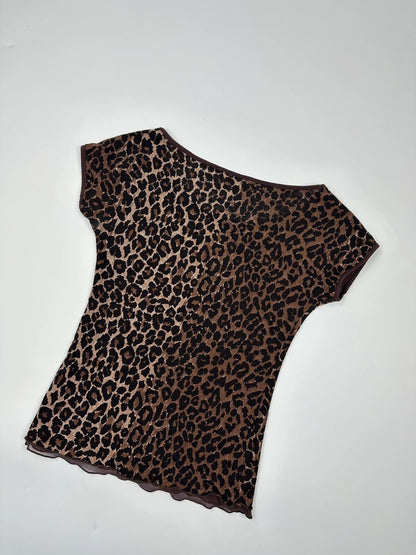 Dolce & Gabbana 00s Double Layer Fitted Leopard Print Tee