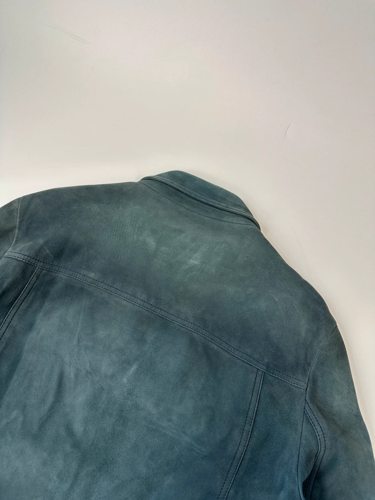 Prada Milano FW2017 Faded Green & Blue Goat Suede Buttons Up Bomber Jacket