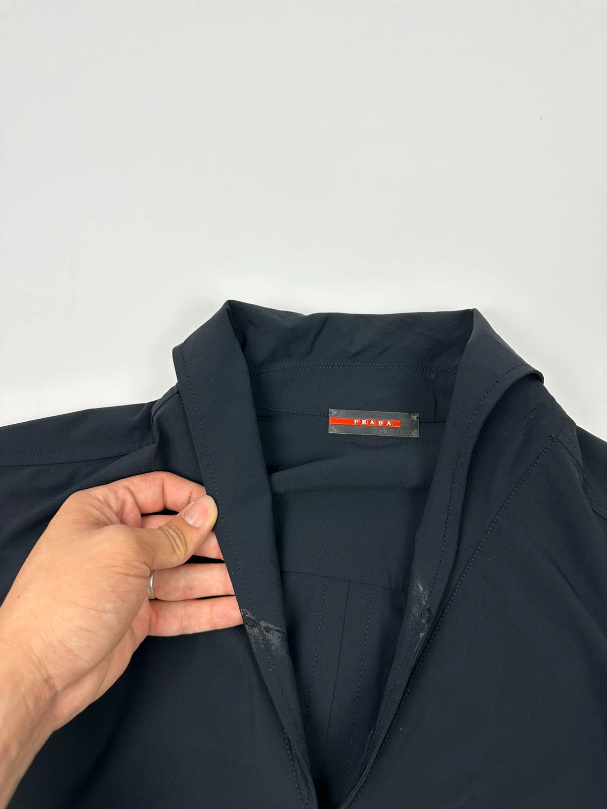 Prada Sport SS2000 V Neck Light Nylon Navy Blue Top Shirt