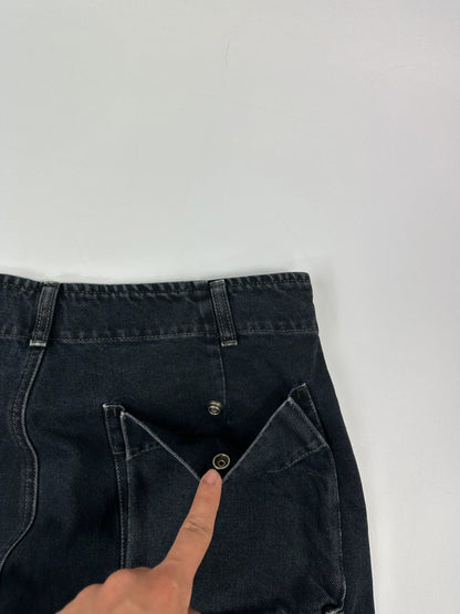 Armani Jeans Early 00’s Black Indigo Carpenter Wide Legs Pants