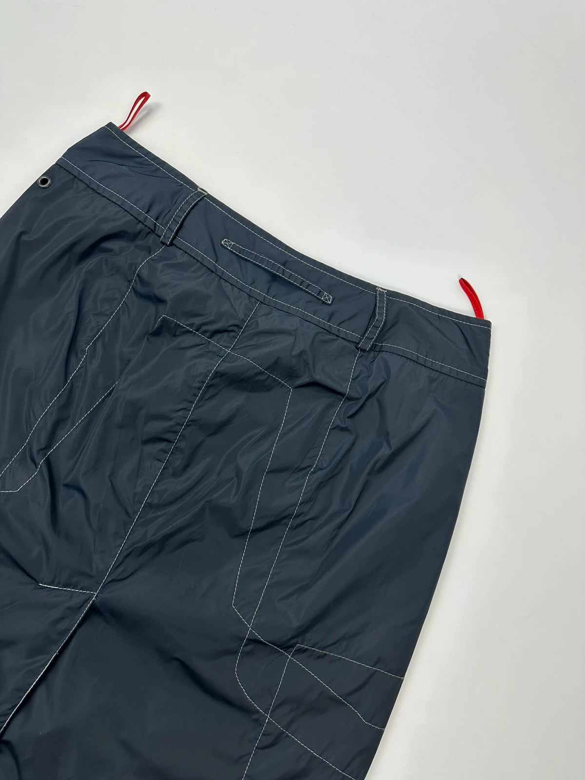 Prada Sport SS2003 Navy Blue Tech Nylon Skirt Contrast Stitches