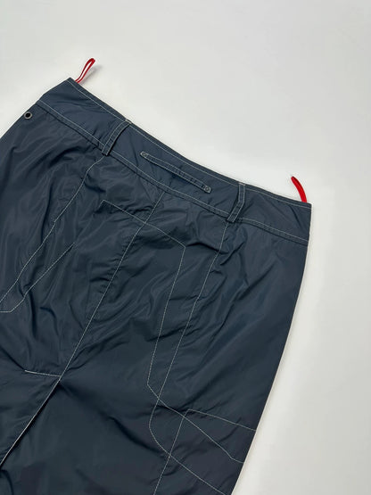 Prada Sport SS2003 Navy Blue Tech Nylon Skirt Contrast Stitches