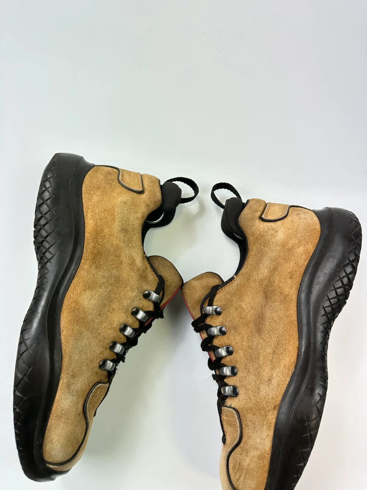 Prada Sport FW1999 Suede Beige Vibram Hikking Puddle Boots