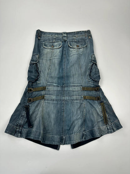 Marithé + Francois Girbaud 00’s Bondages Straps Long Denim Skirt