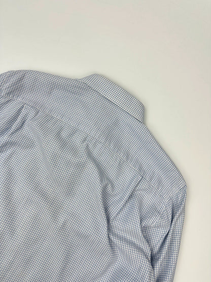 Dolce & Gabbana 00’s Micro Check Pattern White & Blue Dress Pocket Shirt