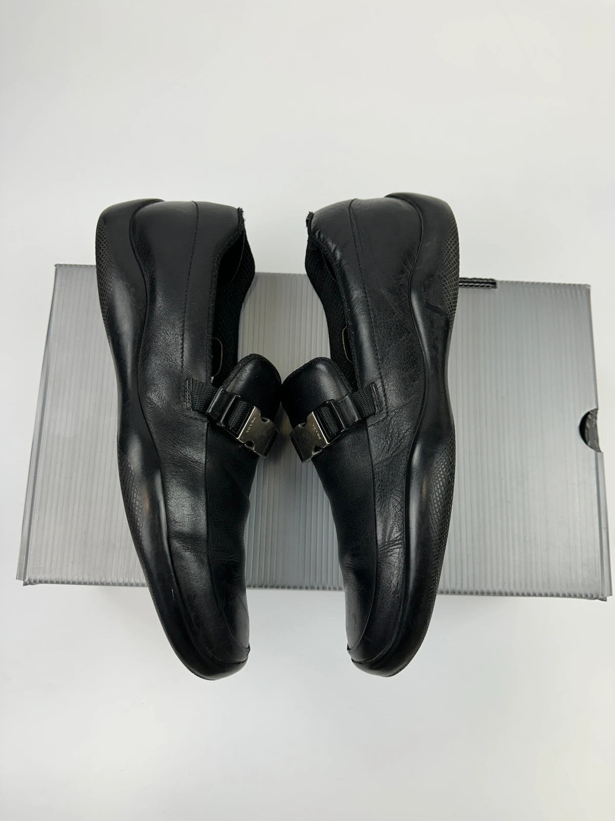 Prada Sport SS1999 Black Leather Belted Loafer