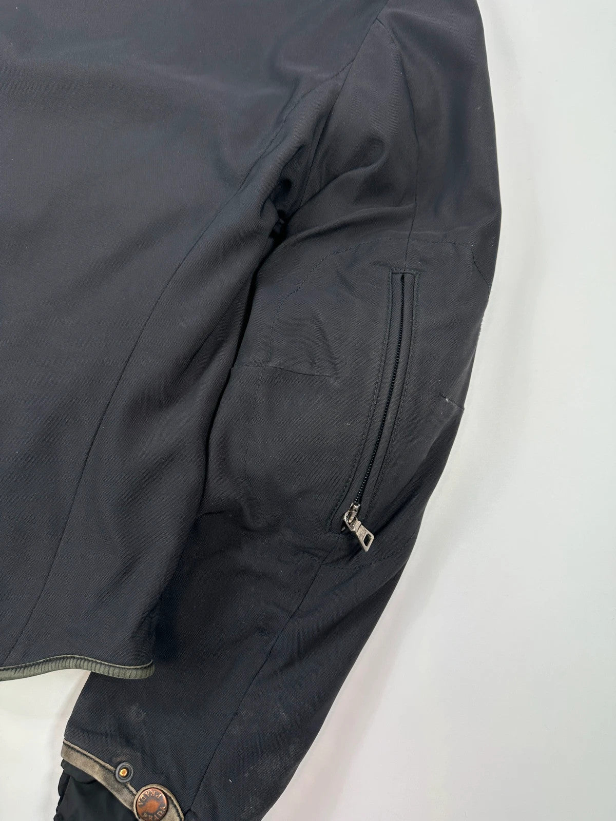 Prada Sport FW1999 Dark Navy Biker Elbow Padded Jacket
