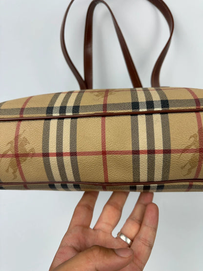 Burberry Beige Tartan Bowling Boston HandBag Shoulder