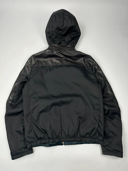 Prada Sport FW2010 Leather & Nylon Black Hooded Jacket