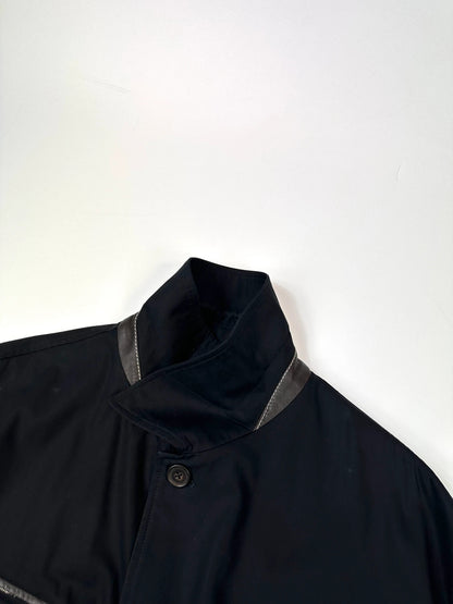 Hermès 00’s Navy Blue Cotton & Leather Straps Buttons Up Jacket