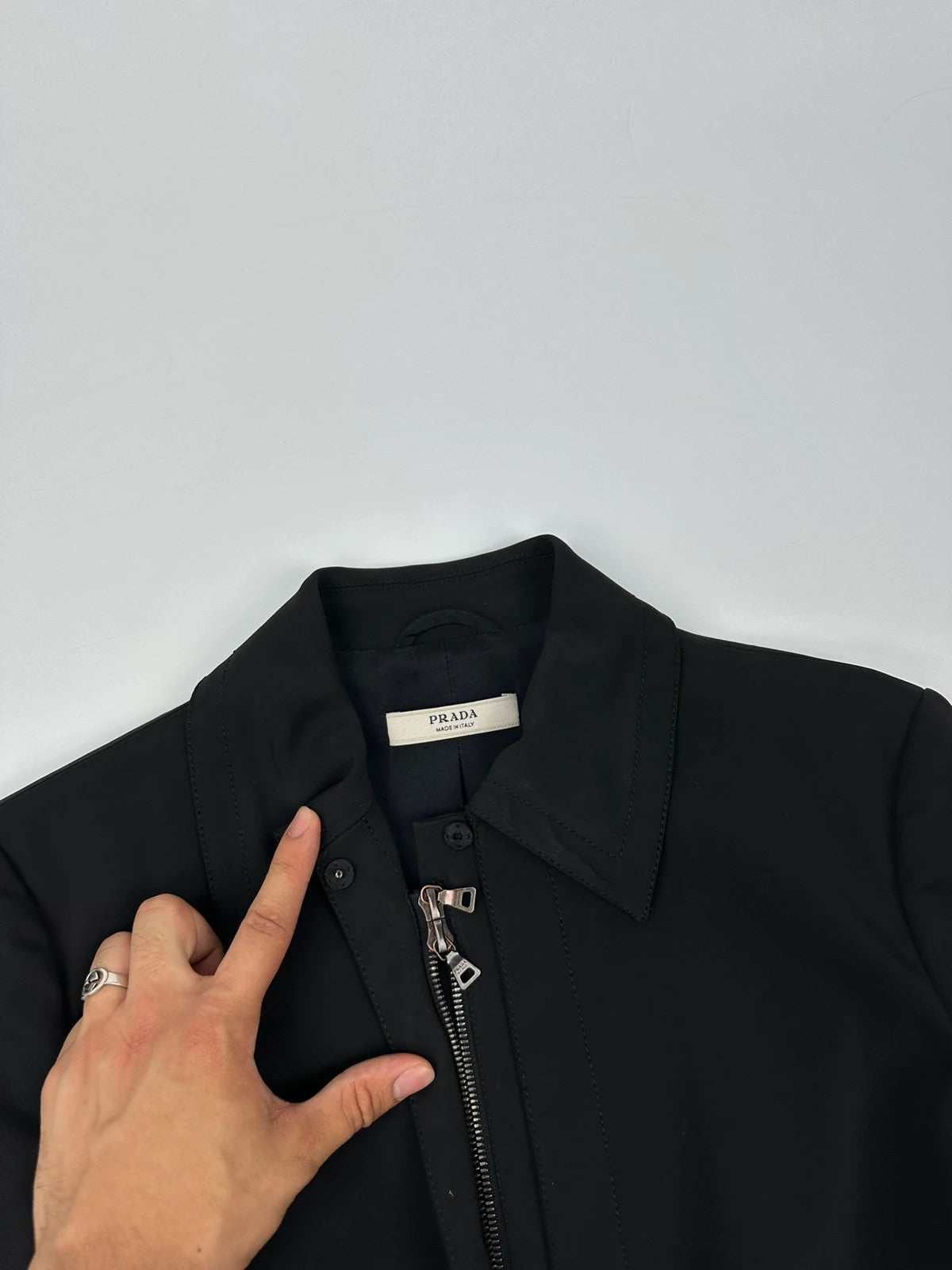 Prada Milano FW2003 Black Blazer Shirt Jacket Elegant