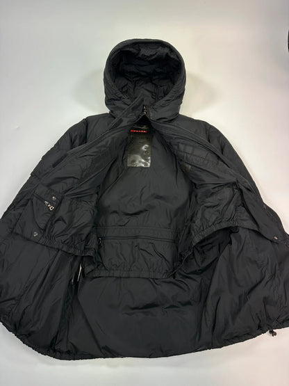 Prada Sport FW2002 Black Nylon & Down Hooded Puffer Jacket