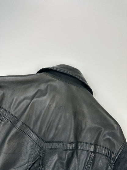 Dolce & Gabbana 00’s Black Hyrbrid Lamb Leather & Wool Sleeves Bomber Jacket