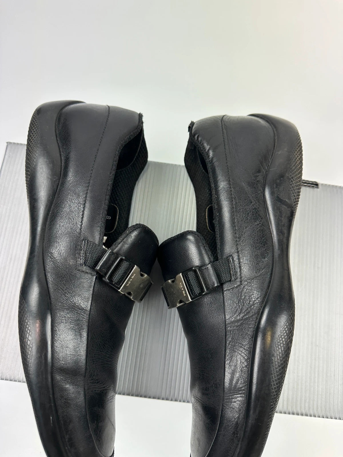 Prada Sport SS1999 Black Leather Belted Loafer