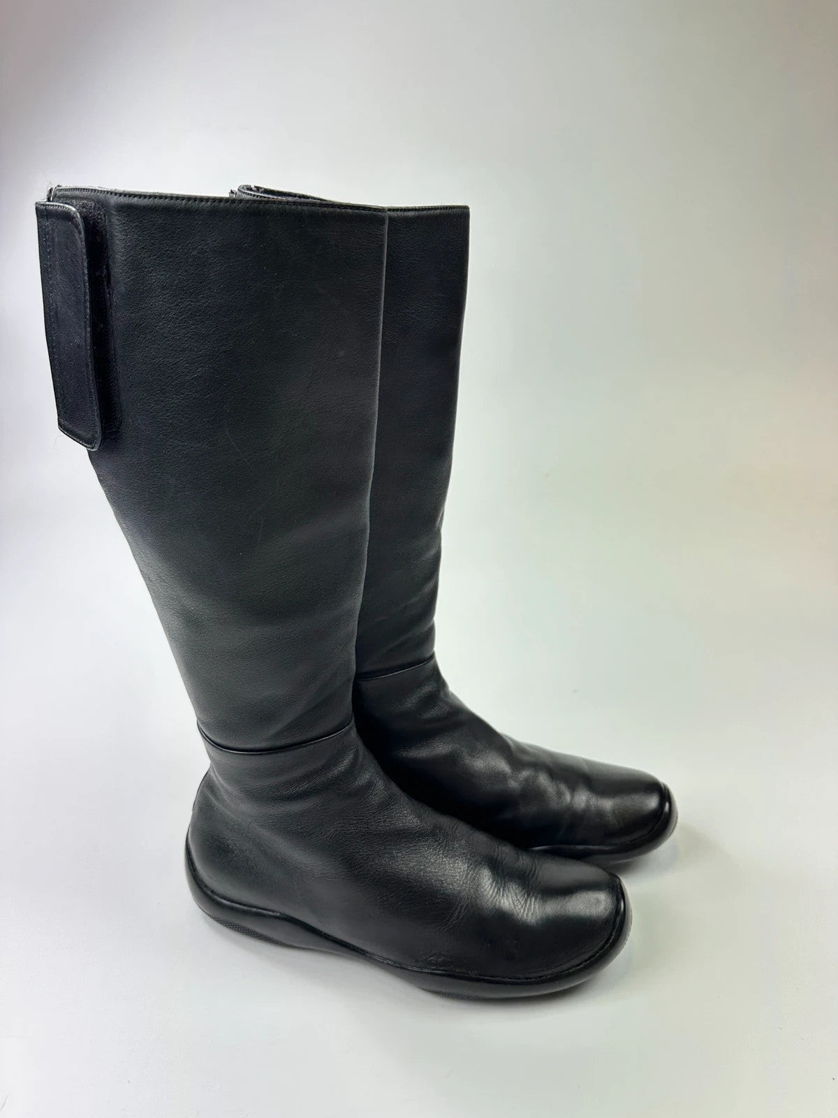 Prada Sport SS1999 High Black Lamb Leather Motor Boots