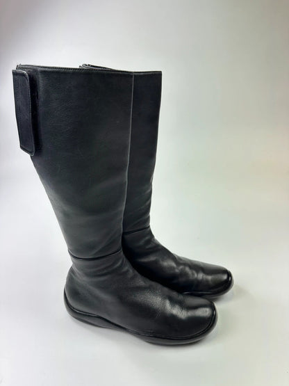 Prada Sport SS1999 High Black Lamb Leather Motor Boots