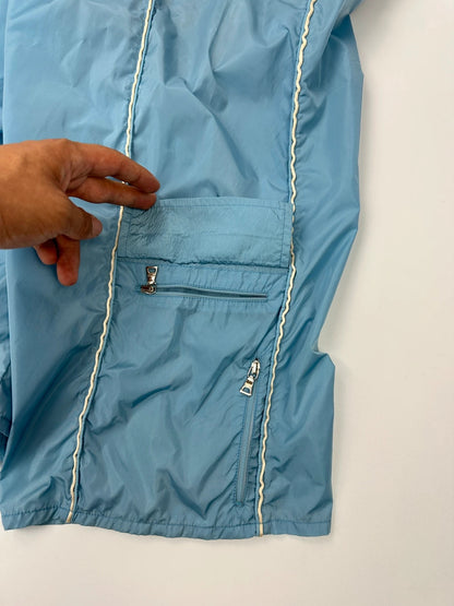 Prada Sport SS2003 Baby Blue White Contrast Stitching Cargo Nylon Short