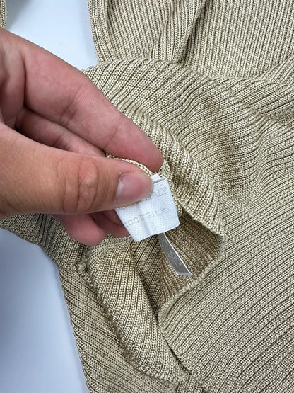 Prada Milano SS1998 Silk Beige Gold Boat Neck Sweater Longsleeve