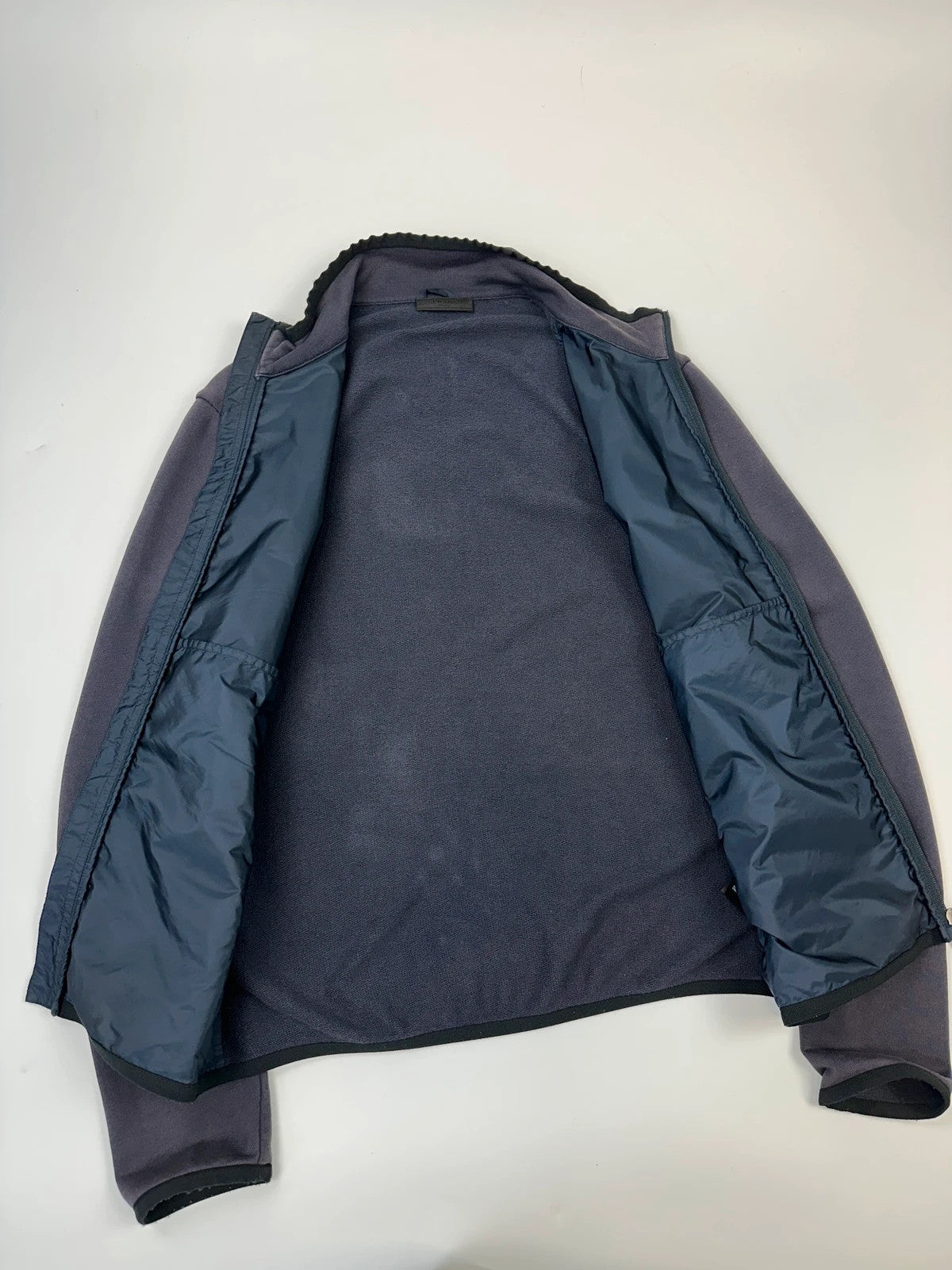 Prada Milano SS2015 Navy Blue Nylon & Cotton Hybrid Zip-Up Sweater