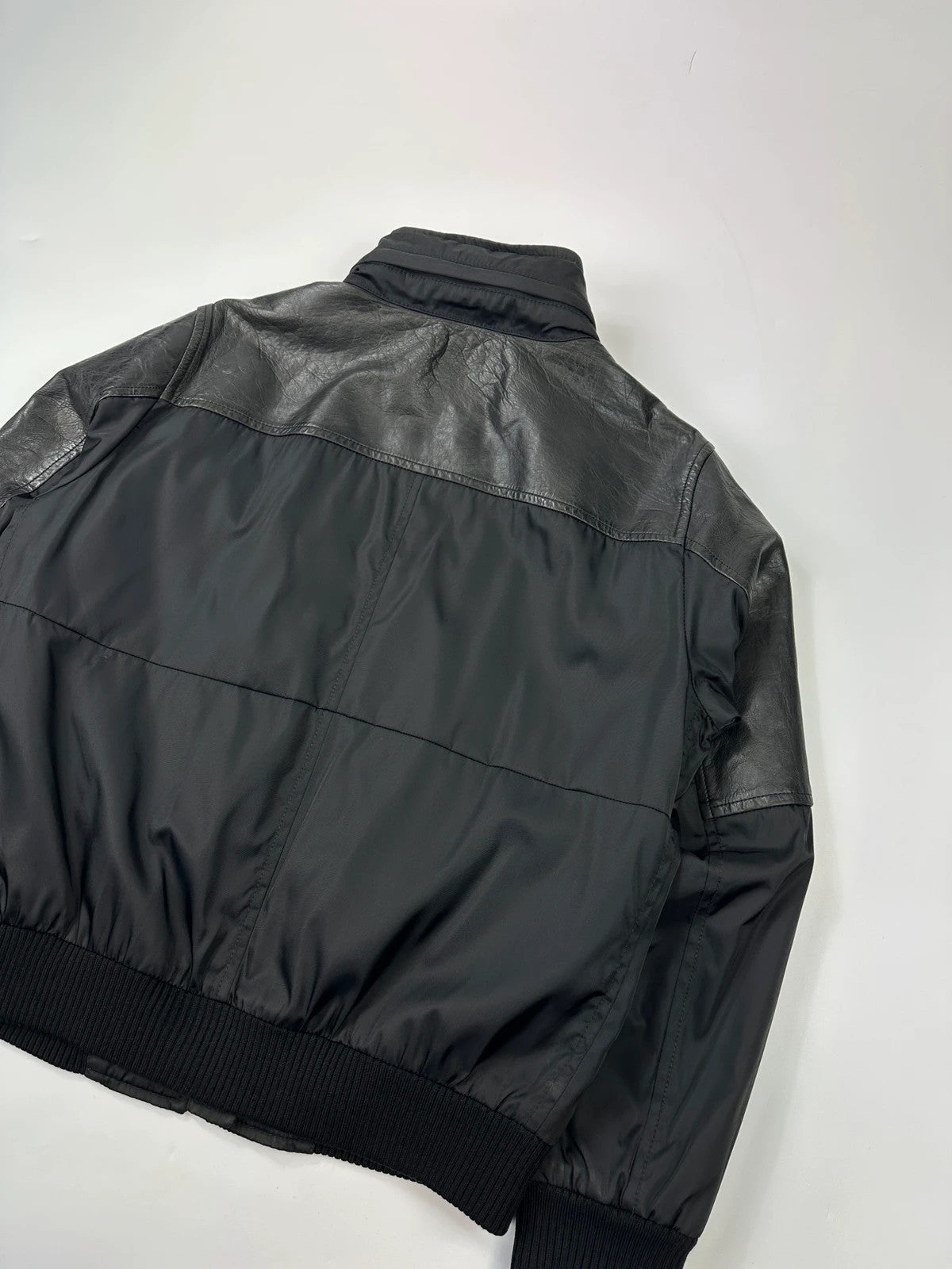Prada Milano FW2009 Black Leather & Nylon Padded Bomber Jacket
