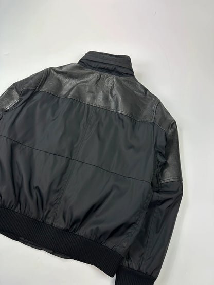 Prada Milano FW2009 Black Leather & Nylon Padded Bomber Jacket