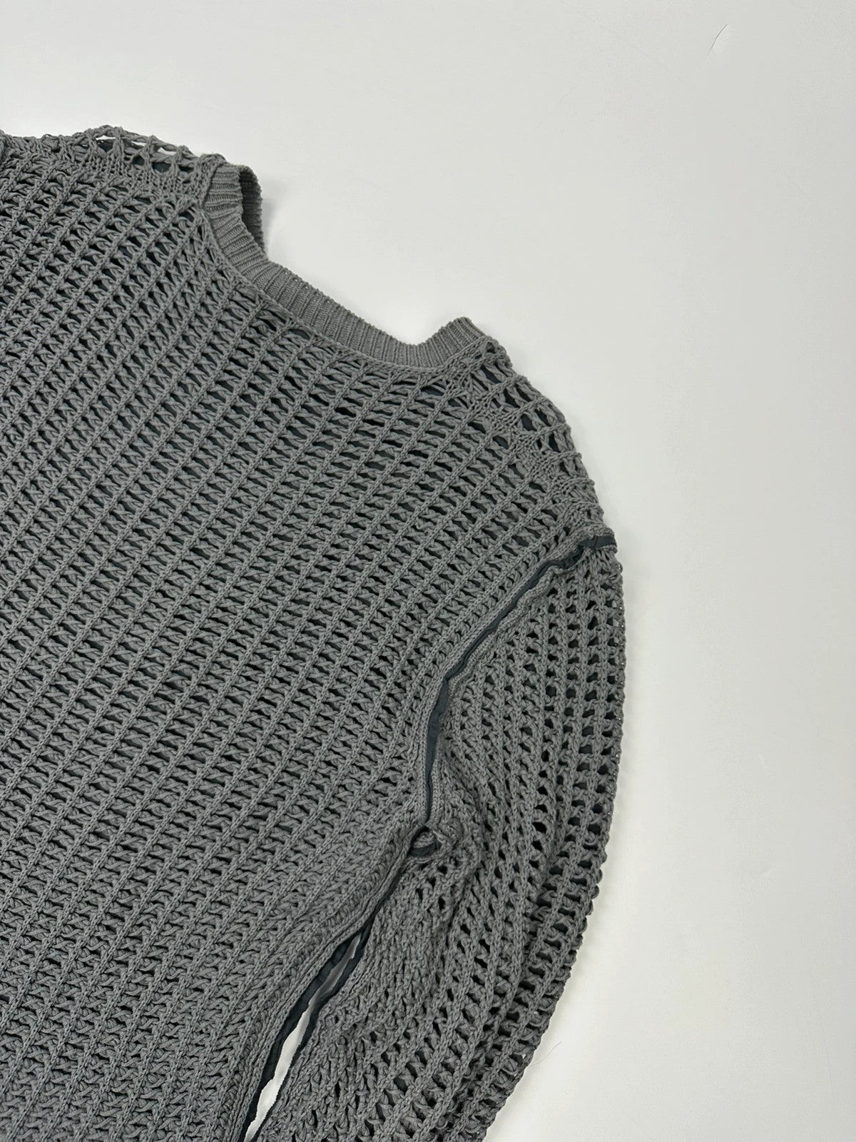 Dolce & Gabbana 00’s Net Double Layer Knit Grey Sweater Holes