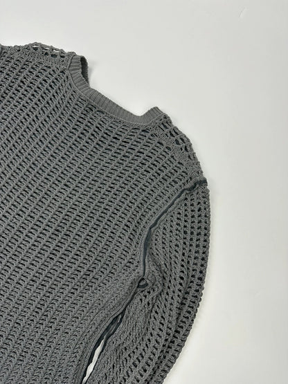 Dolce & Gabbana 00’s Net Double Layer Knit Grey Sweater Holes