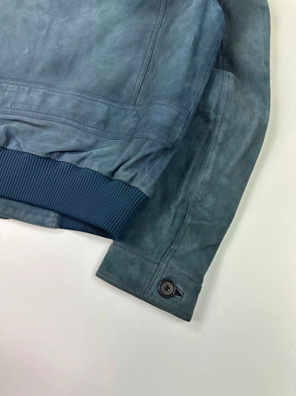 Prada Milano FW2017 Faded Green & Blue Goat Suede Buttons Up Bomber Jacket