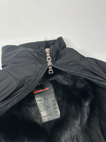 Prada Sport FW2002 Black Nylon & Fur 2In1 Jacket
