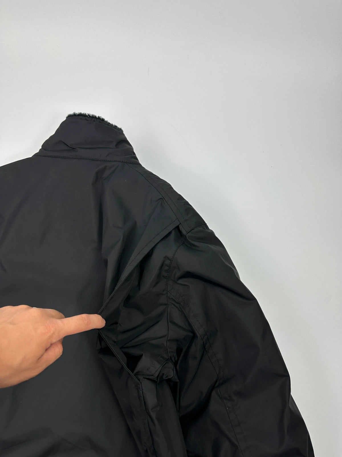 Prada Sport FW2008 Black Sheep Collar Nylon Bomber Jacket