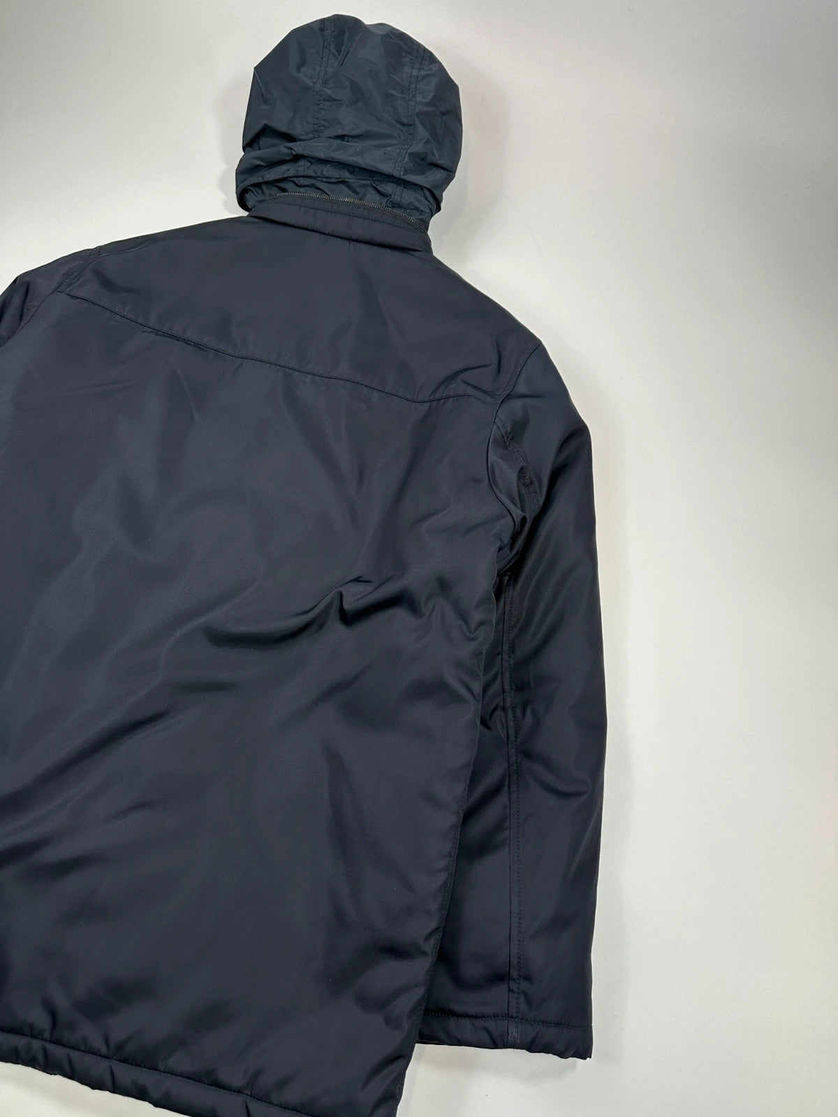 Prada Milano FW2019 Navy Blue Nylon Padded Hooded Jacket