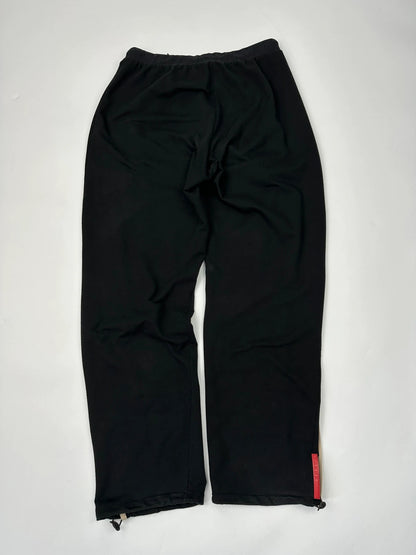 Prada Sport FW2002 Jet Black Stripes Joggers Baggy Track Pants