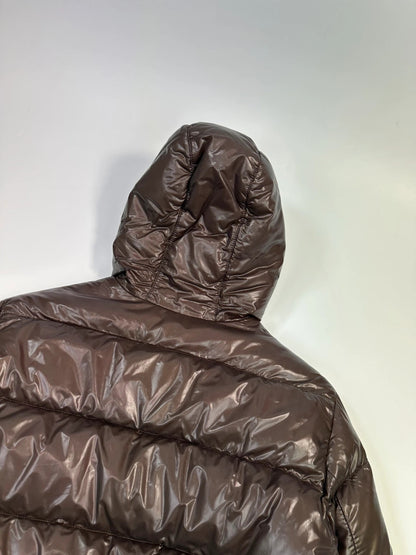 Prada Sport FW2009 Brown Shiny Patent Nylon Hooded Down Puffer Jacket