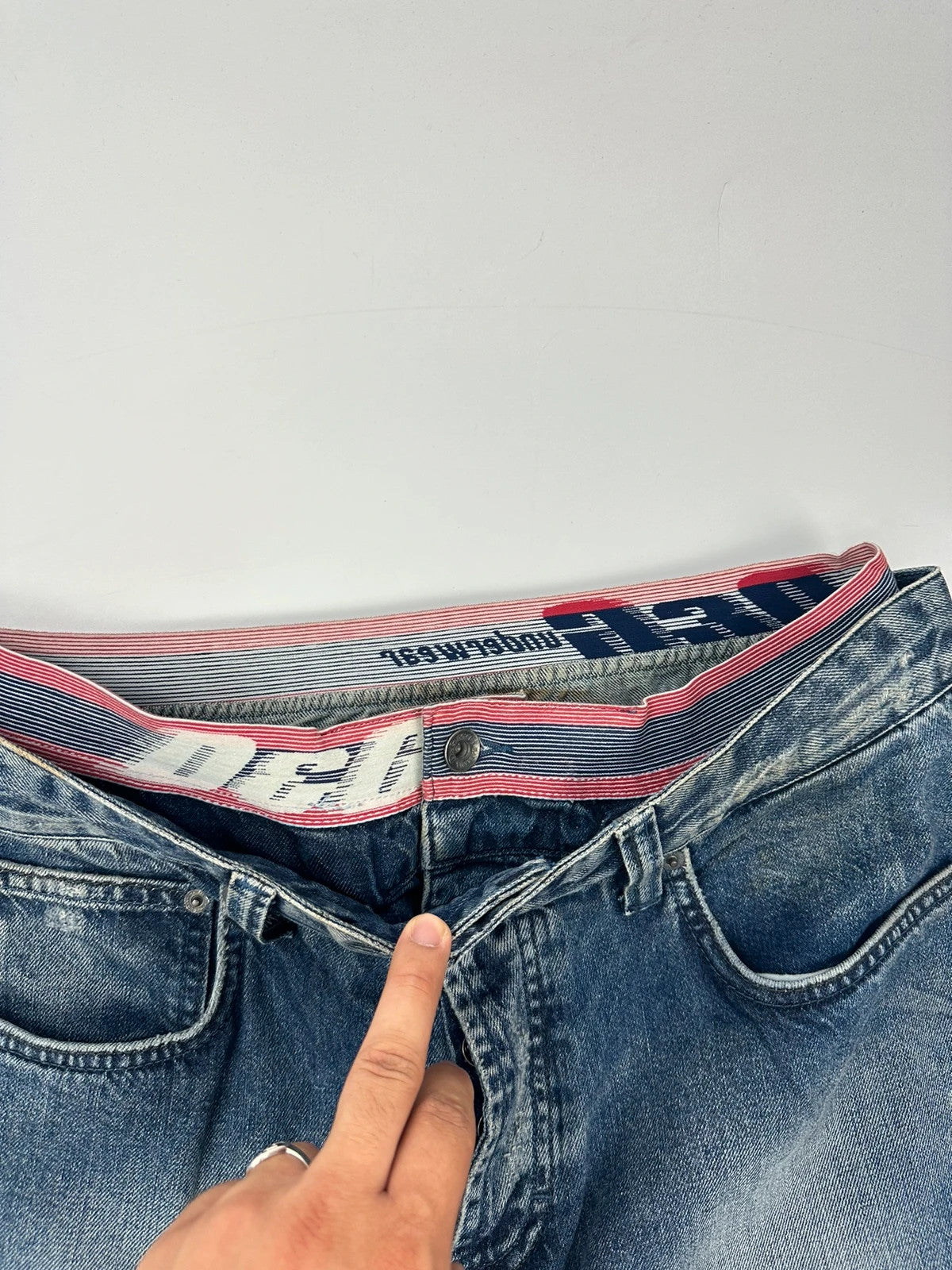 Dolce & Gabbana 00’s Double Waist Destroy Baggy Denim Pants